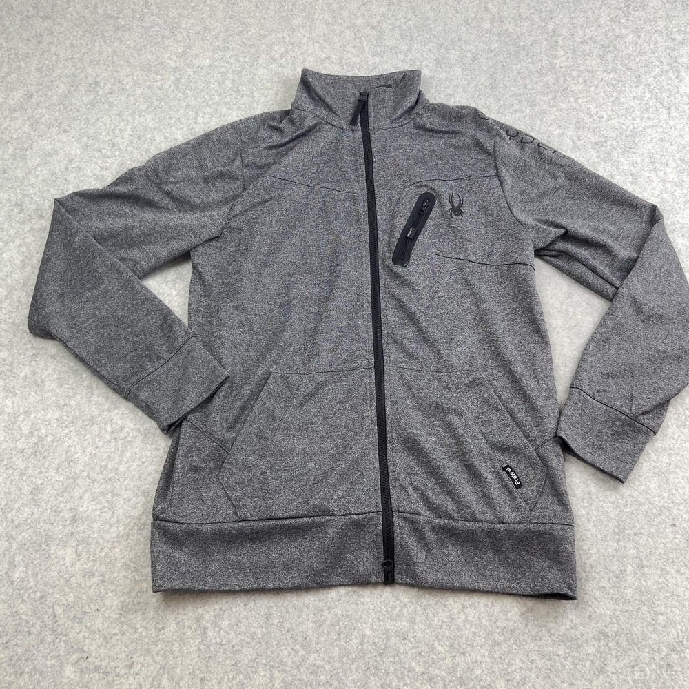 Spyder Jacket Mens Medium Gray ProWEB Full Zip Active Track Knit Athletic